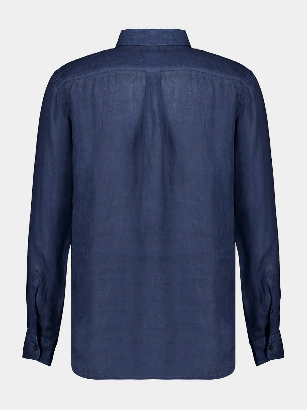 Navy Blue Linen Long-Sleeved Shirt sold by Fashion Clinic product image thumbnail 2