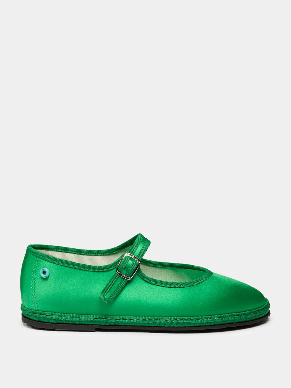 Green Mary Jane Satin Flats sold by Fashion Clinic