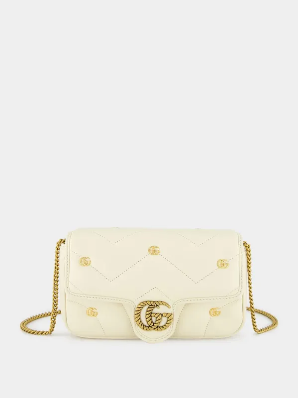 Antique White GG Marmont Mini Quilted Shoulder Bag sold by Fashion Clinic