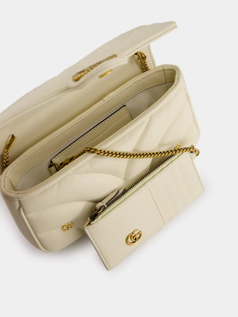 Antique White GG Marmont Mini Quilted Shoulder Bag sold by Fashion Clinic product image thumbnail 5