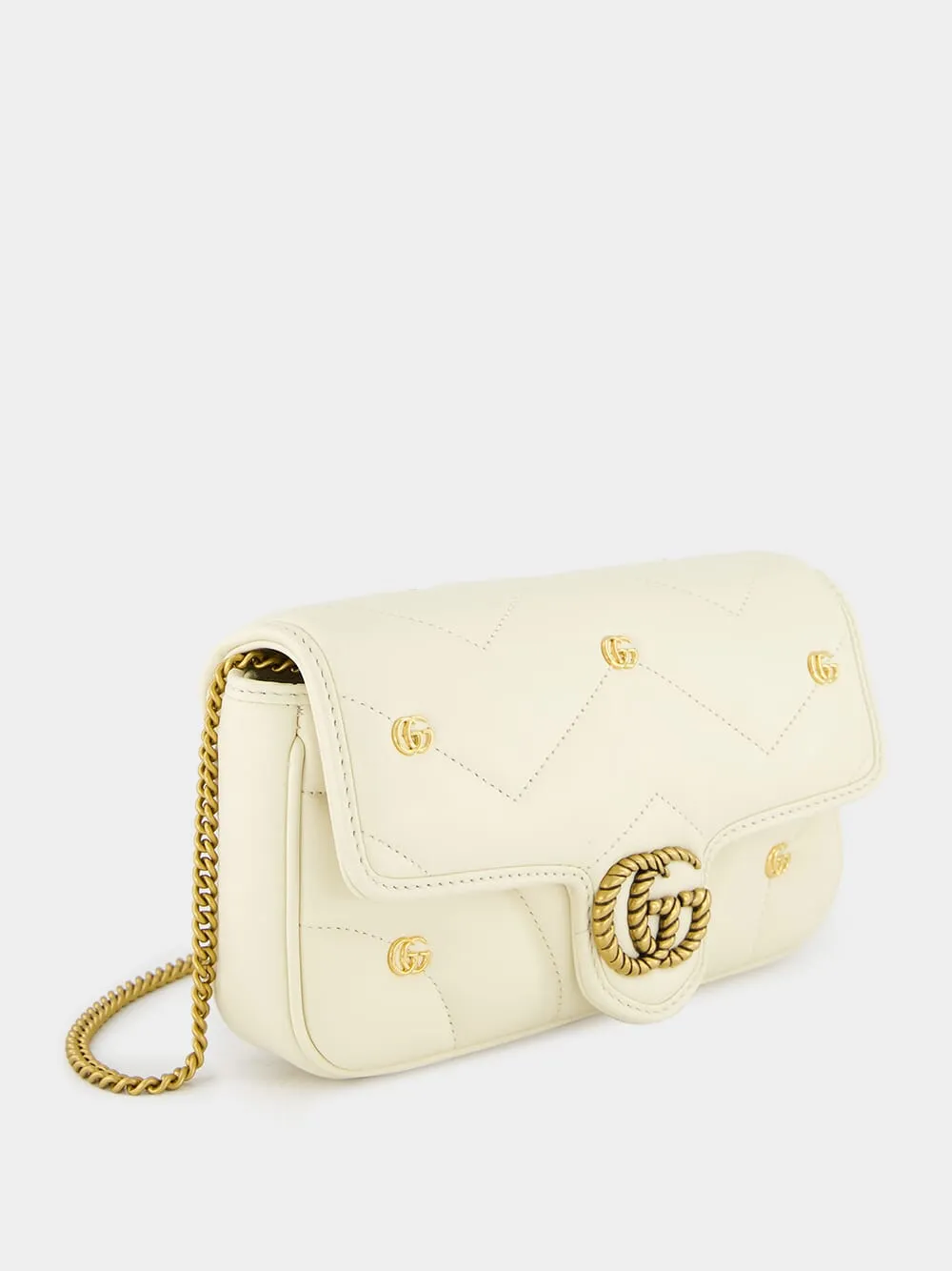 Antique White GG Marmont Mini Quilted Shoulder Bag sold by Fashion Clinic product image thumbnail 2