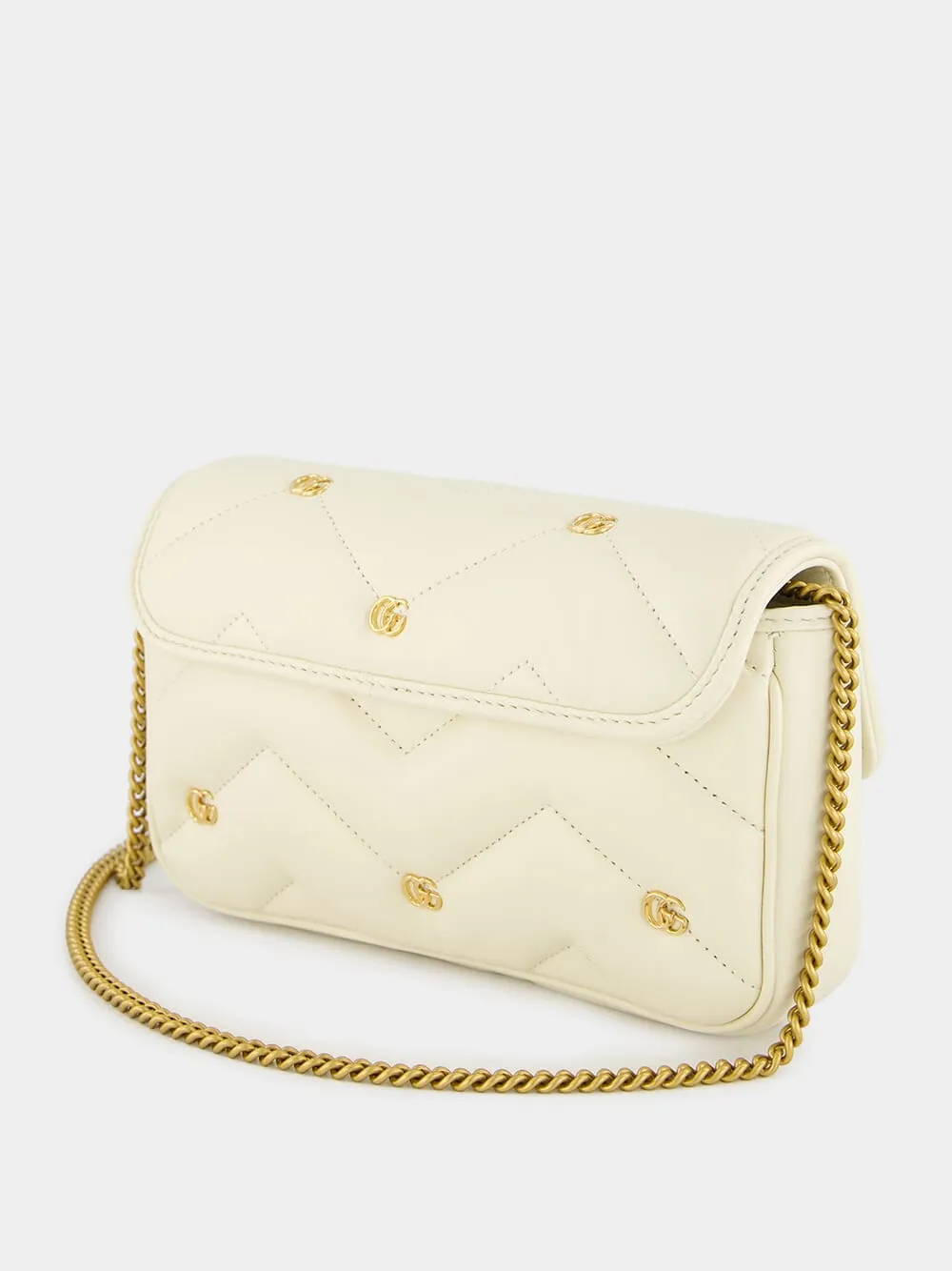 Antique White GG Marmont Mini Quilted Shoulder Bag sold by Fashion Clinic product image thumbnail 4