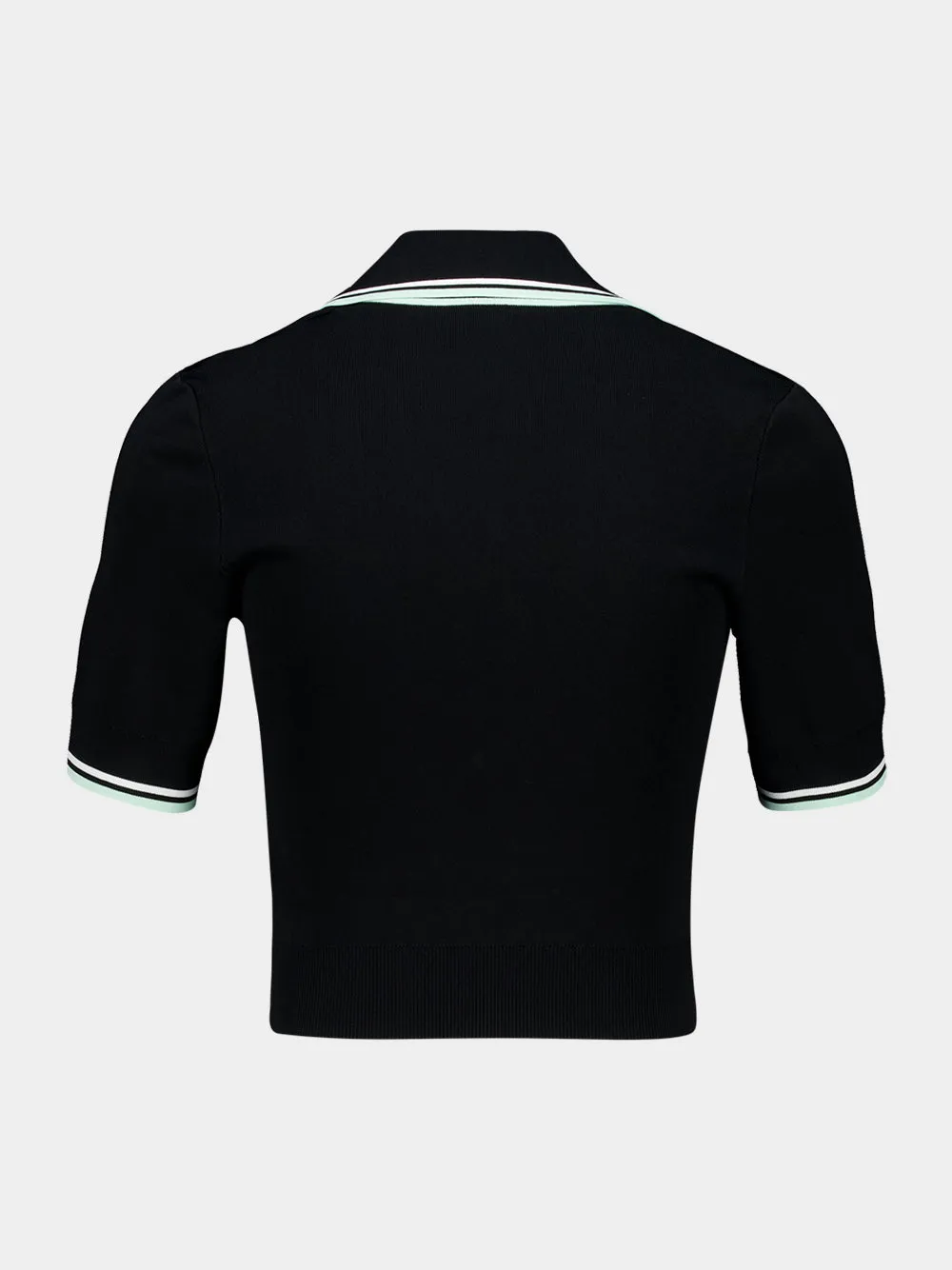 Black V-Neck Short-Sleeve Polo in Viscose sold by Fashion Clinic product image thumbnail 2