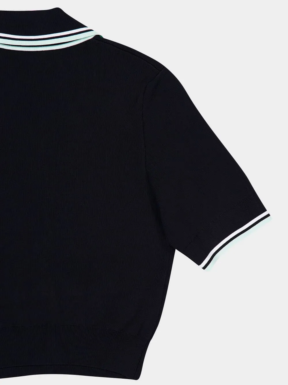 Black V-Neck Short-Sleeve Polo in Viscose sold by Fashion Clinic product image thumbnail 4