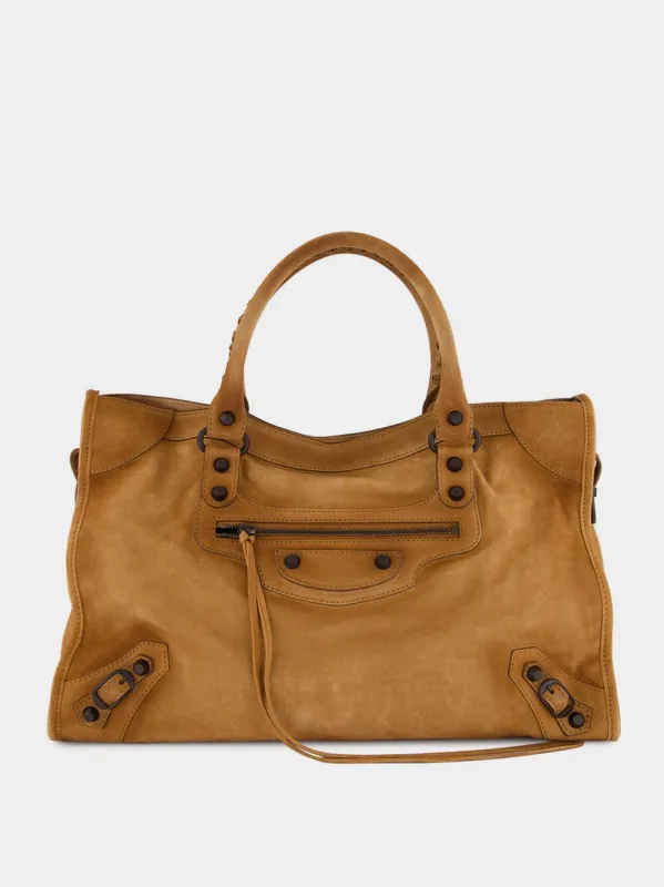 Camel Suede Le City Medium Bag sold by Fashion Clinic