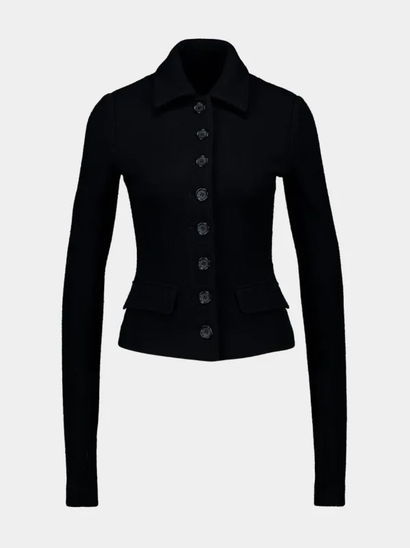 Black Wool Single-Breasted Jacket sold by Fashion Clinic