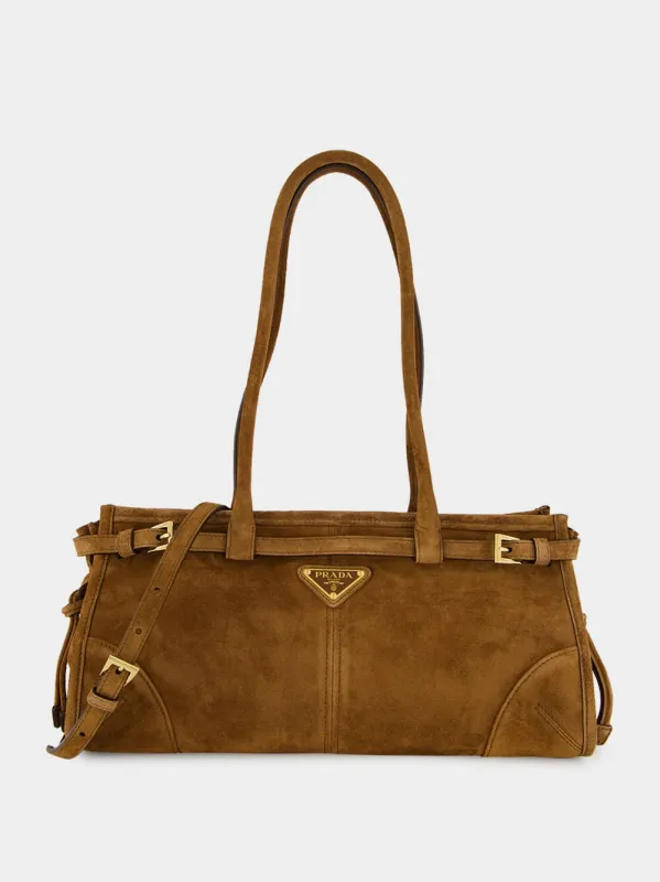 Cocoa Brown Suede Medium Handbag sold by Fashion Clinic