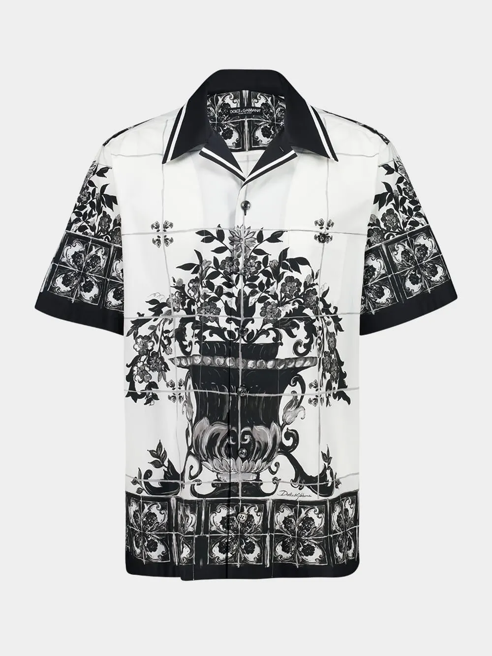 Black Majolica Print Poplin Hawaii Shirt sold by Fashion Clinic