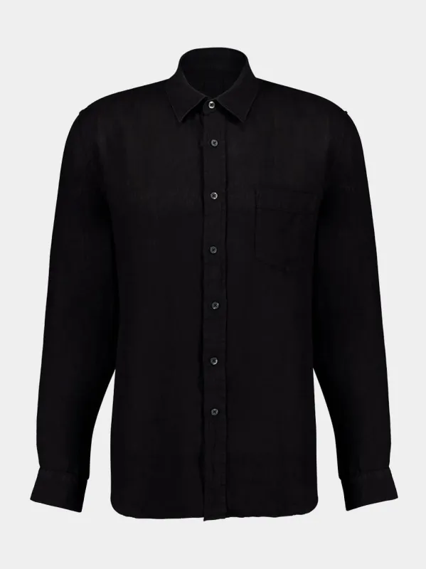 Black Linen Shirt sold by Fashion Clinic