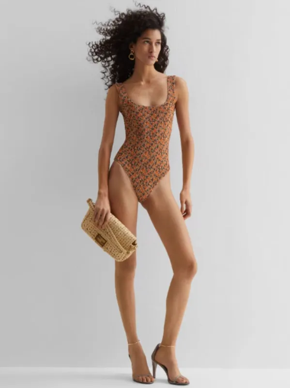 Mini FF Puzzle Orange Swimsuit made by Fendi