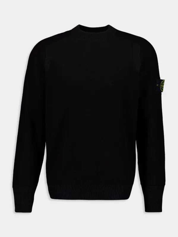 Black Organic Cotton Crewneck Knit sold by Fashion Clinic