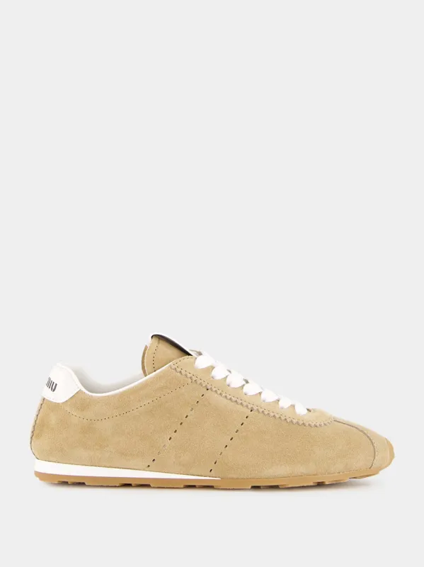 Desert Beige Plume Suede Sneakers made by Fashion Clinic