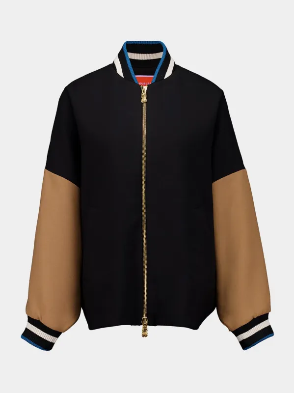 Black Wool Brooklyn Bomber Jacket sold by Fashion Clinic