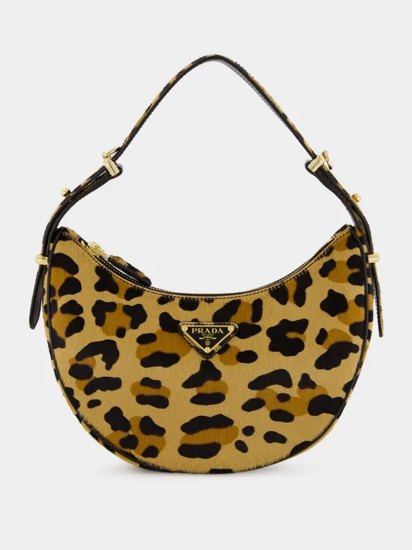 Leopard Print Arqué Leather Shoulder Bag made by Prada