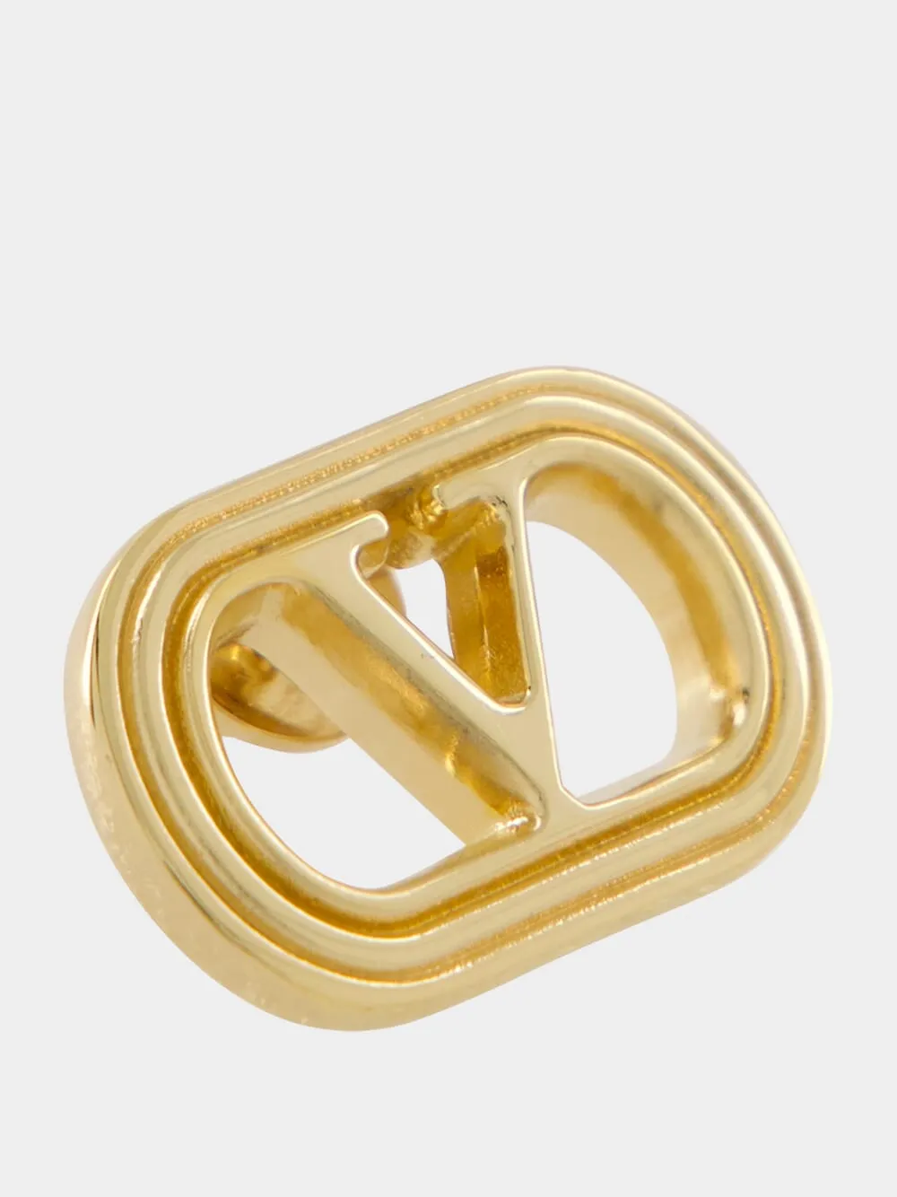 Gold Ovalette VLogo Metal Earrings sold by Fashion Clinic product image thumbnail 4