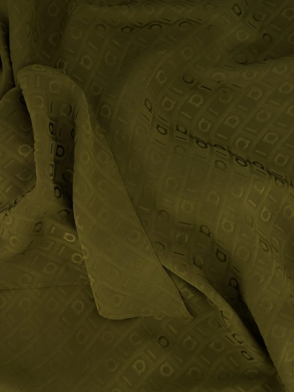 Olive Green Silk Dress with Monogram Motif sold by Fashion Clinic product image thumbnail 4