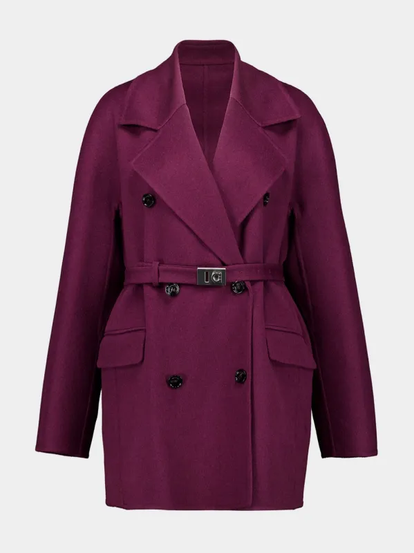 Plum Wool-Cashmere Belted Trench Coat sold by Fashion Clinic