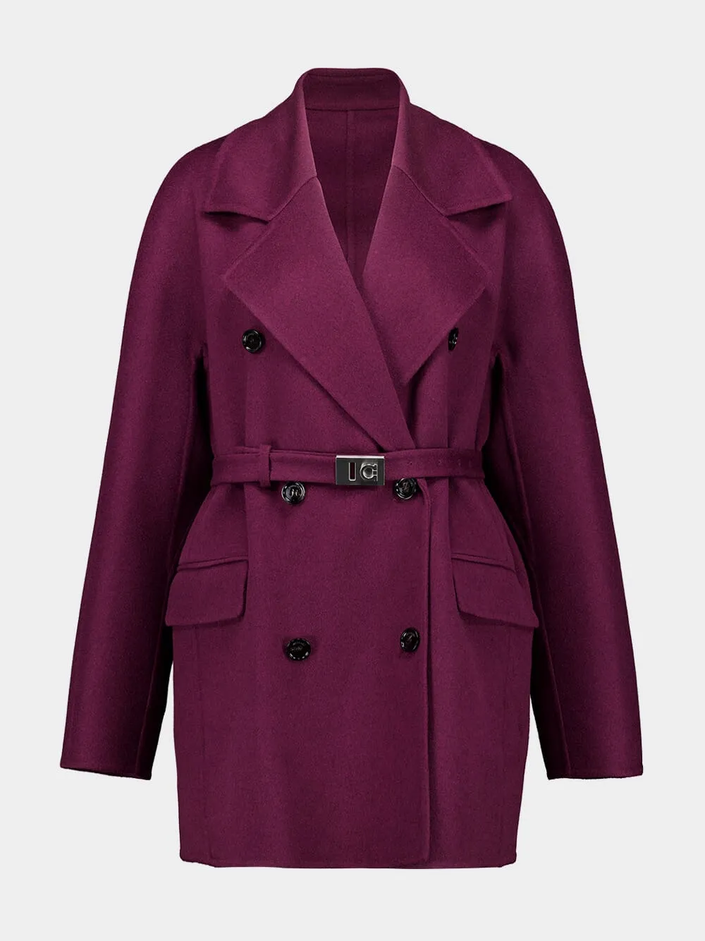Plum Wool-Cashmere Belted Trench Coat sold by Fashion Clinic
