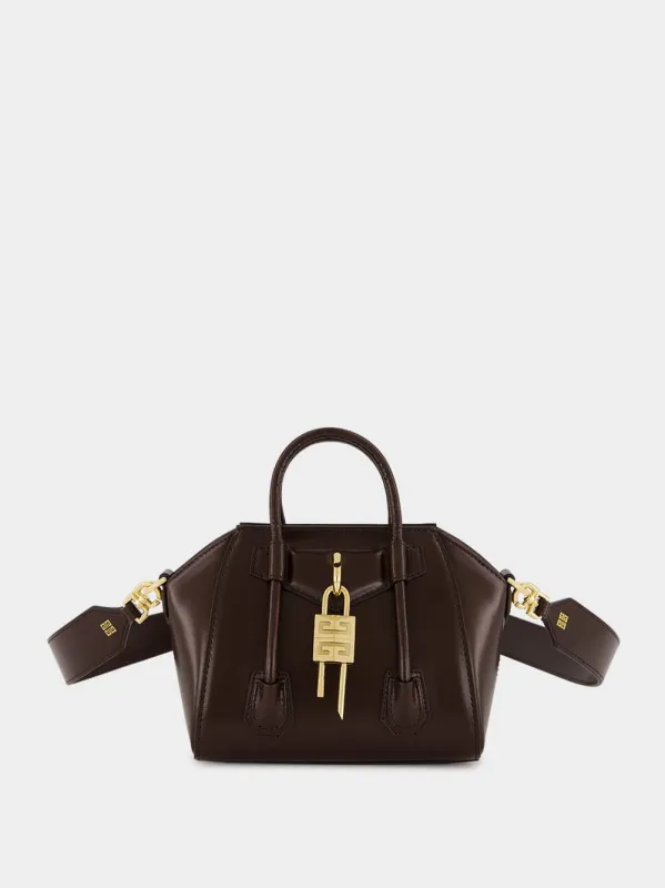 Ebony Brown Antigona Toy Lock Bag sold by Fashion Clinic