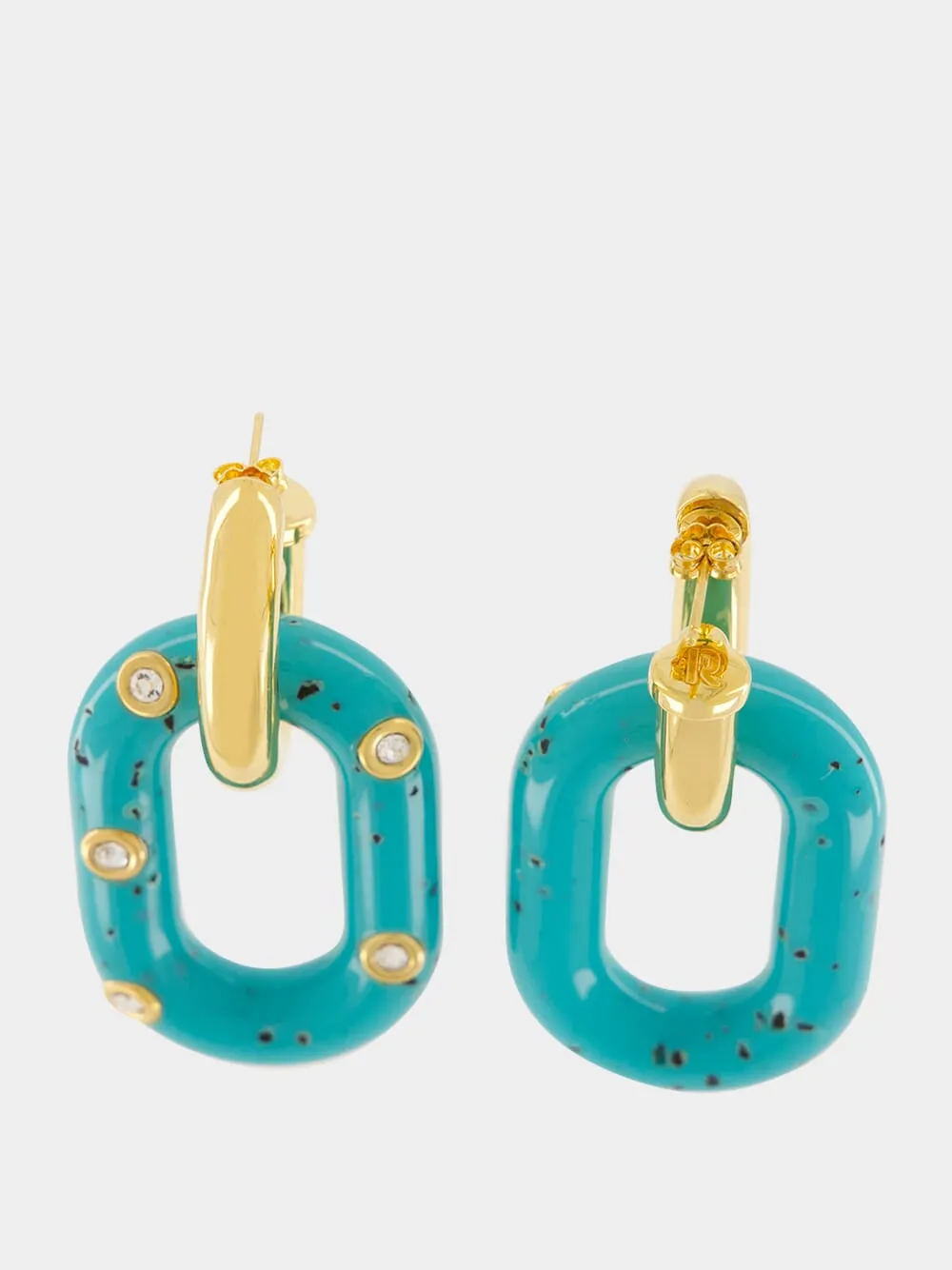 Gold and Turquoise XL Link Earrings sold by Fashion Clinic product image thumbnail 4