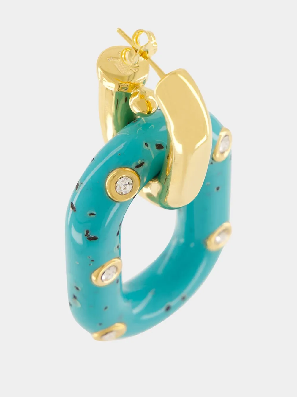 Gold and Turquoise XL Link Earrings sold by Fashion Clinic product image thumbnail 5