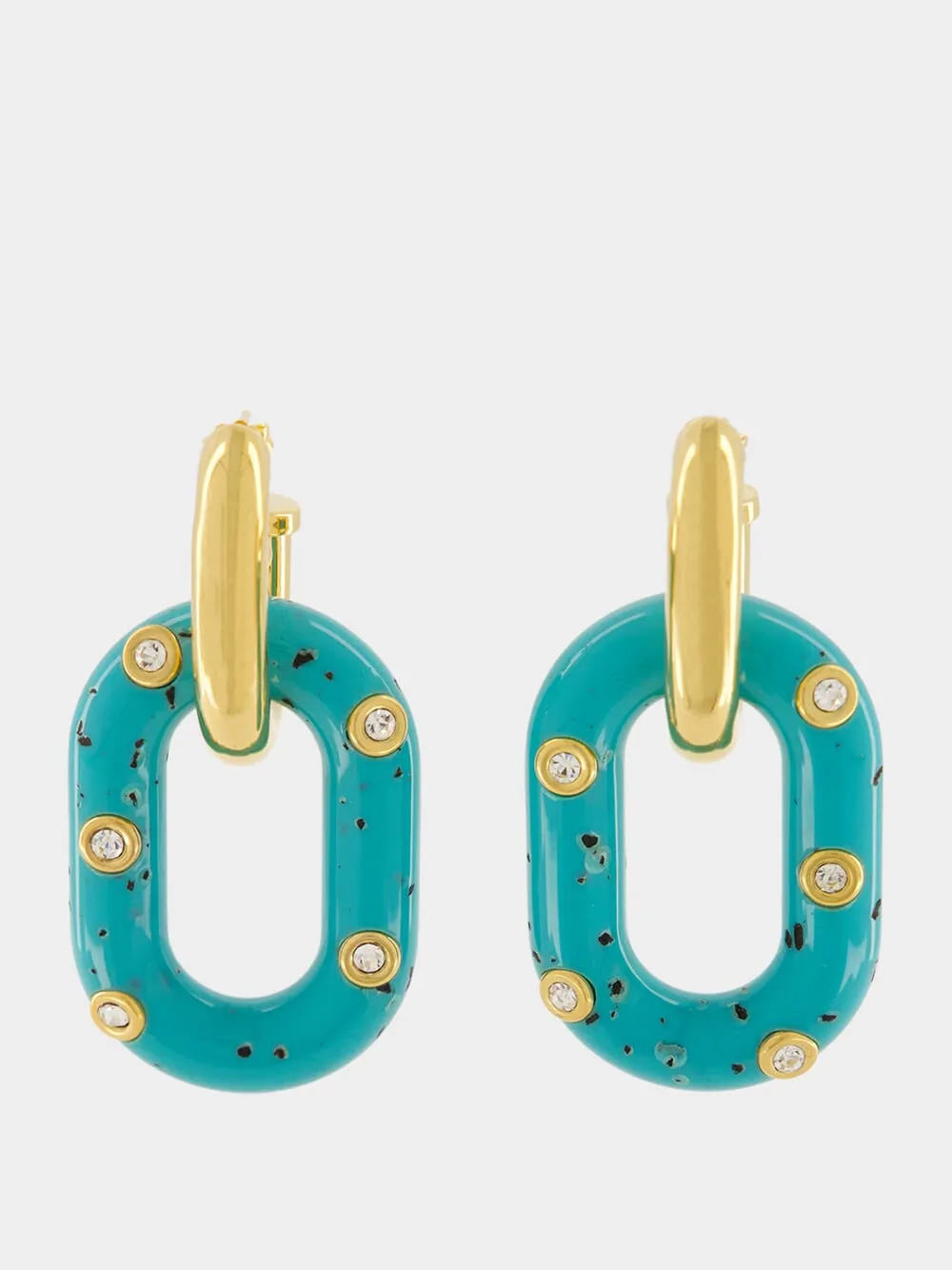 Gold and Turquoise XL Link Earrings sold by Fashion Clinic