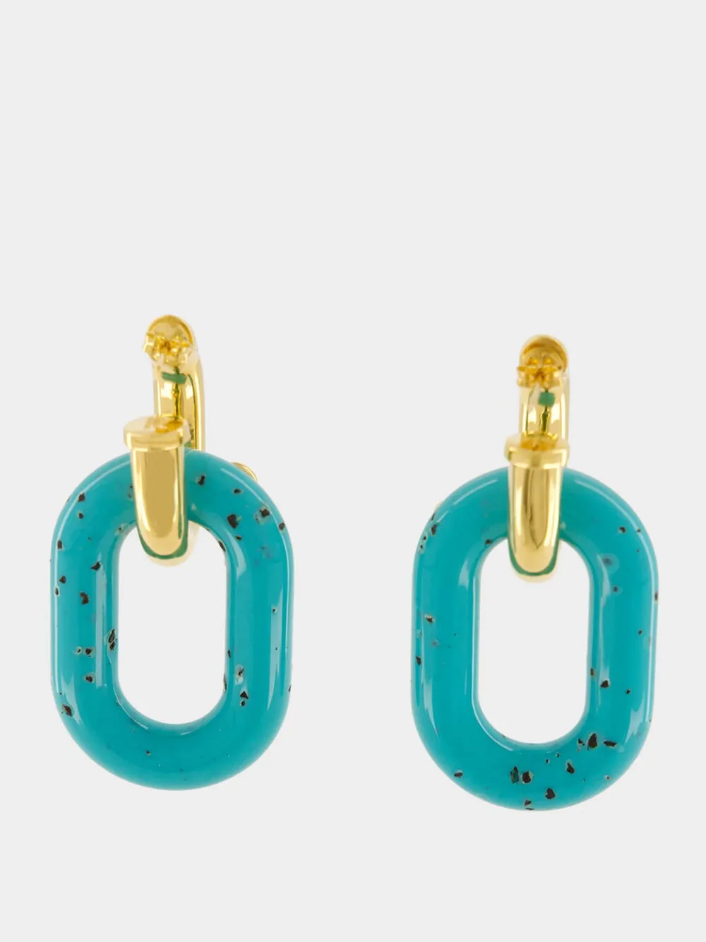 Gold and Turquoise XL Link Earrings sold by Fashion Clinic product image thumbnail 3