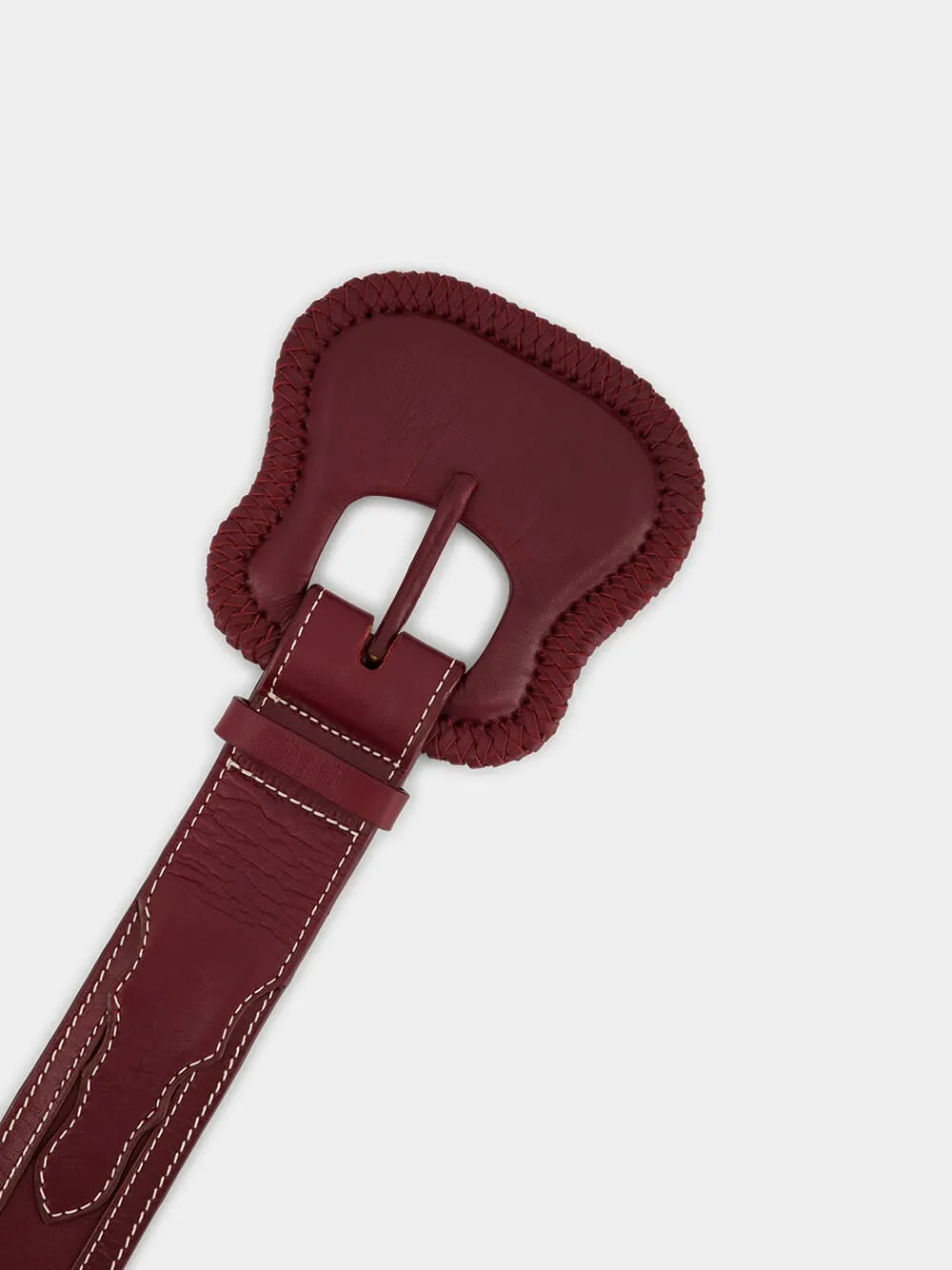 Edging Forward Leather Belt in Wine sold by Fashion Clinic product image thumbnail 3