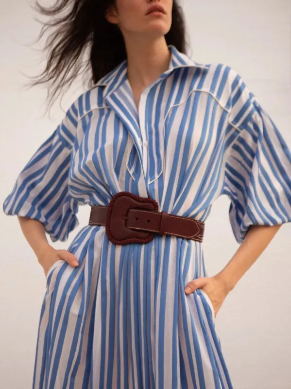 Edging Forward Leather Belt in Wine sold by Fashion Clinic