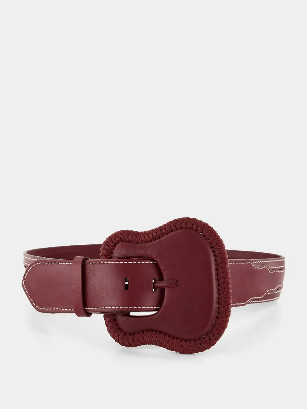 Edging Forward Leather Belt in Wine sold by Fashion Clinic product image thumbnail 2