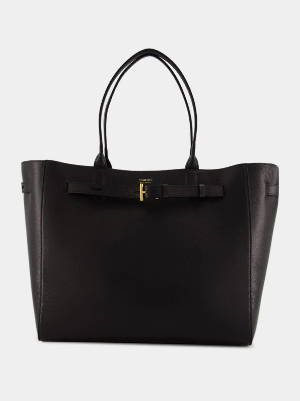 Black Audrey Large Tote in Grain Leather made by Tom Ford