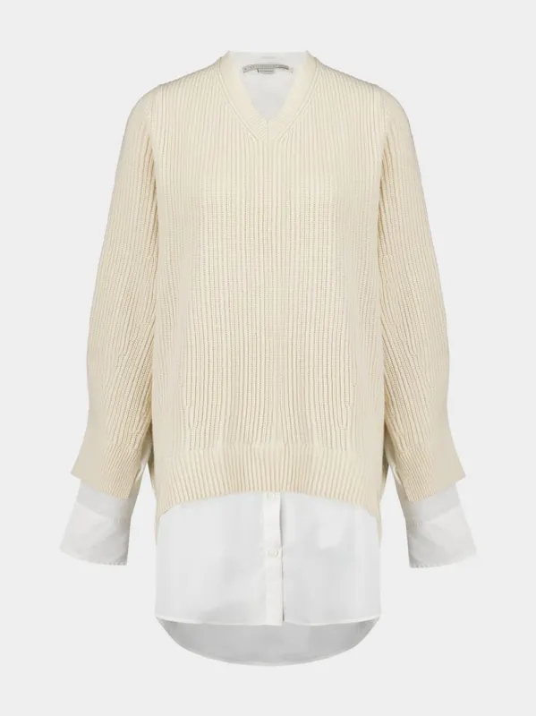 Natural Hybrid V-Neck Jumper made by Stella McCartney