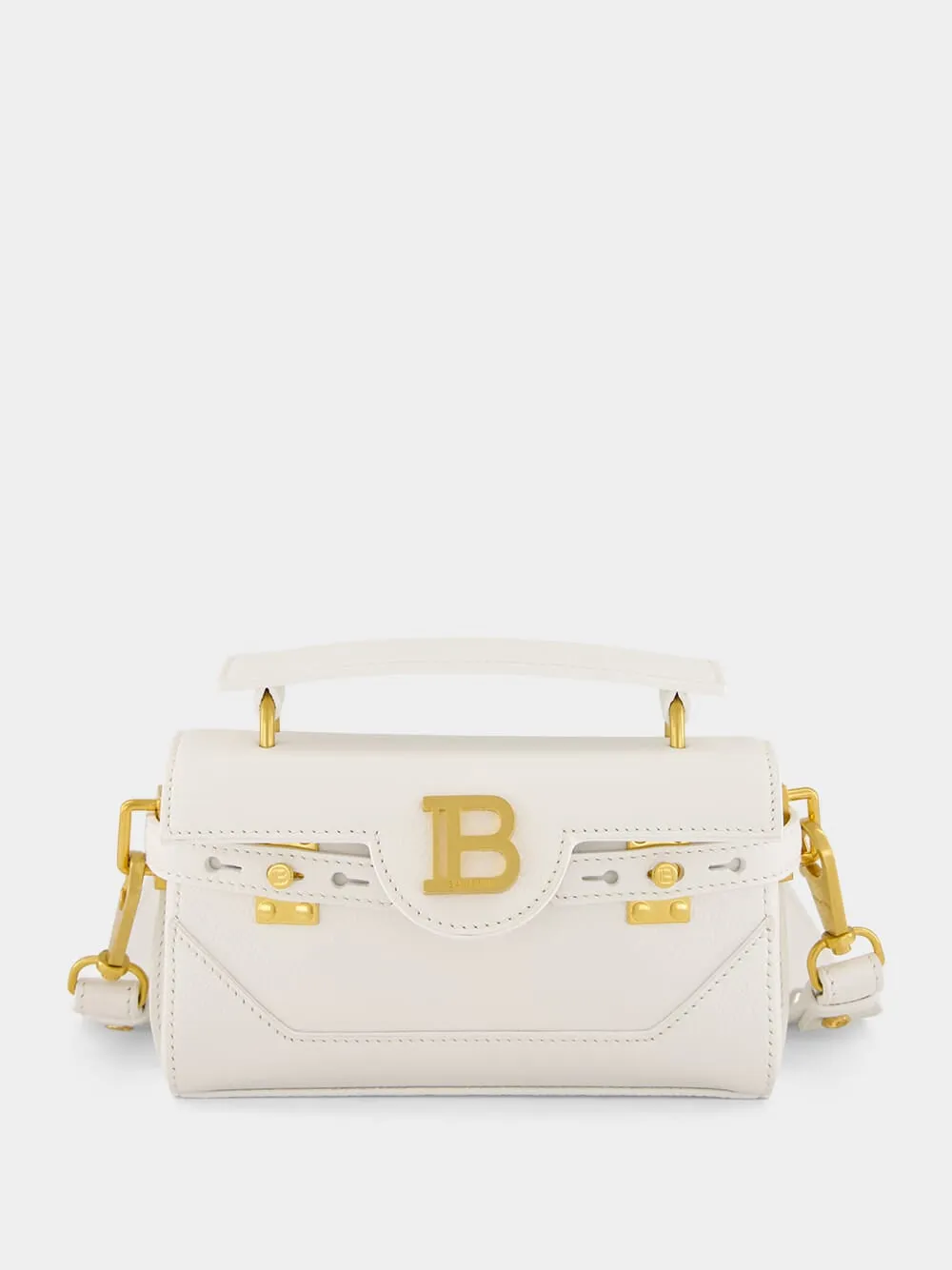 White B-Buzz Grained Calfskin Bag sold by Fashion Clinic