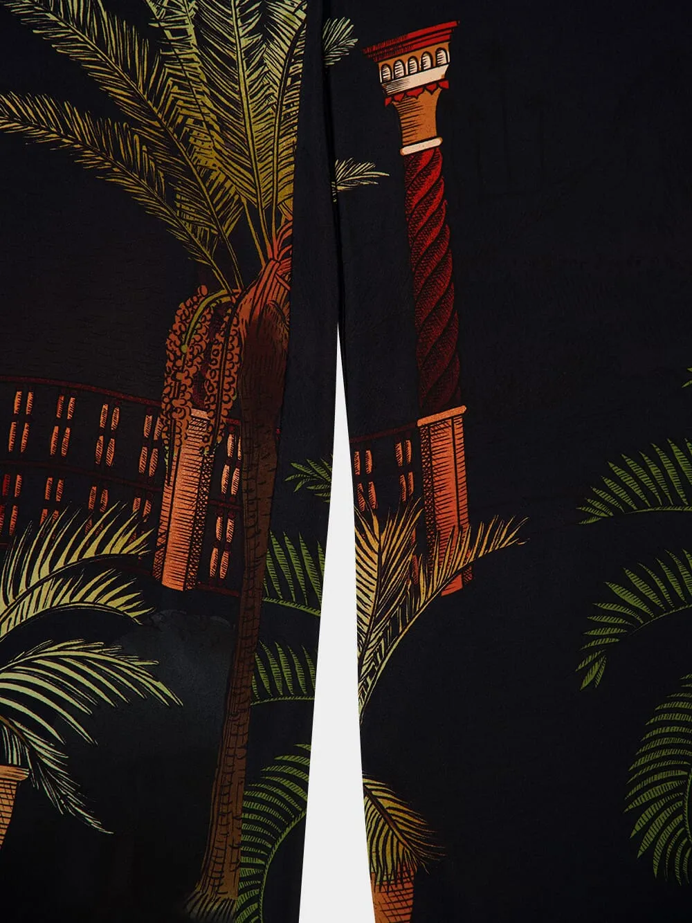 Navy Wide-Leg Mystic Motif Silk Pants sold by Fashion Clinic product image thumbnail 4