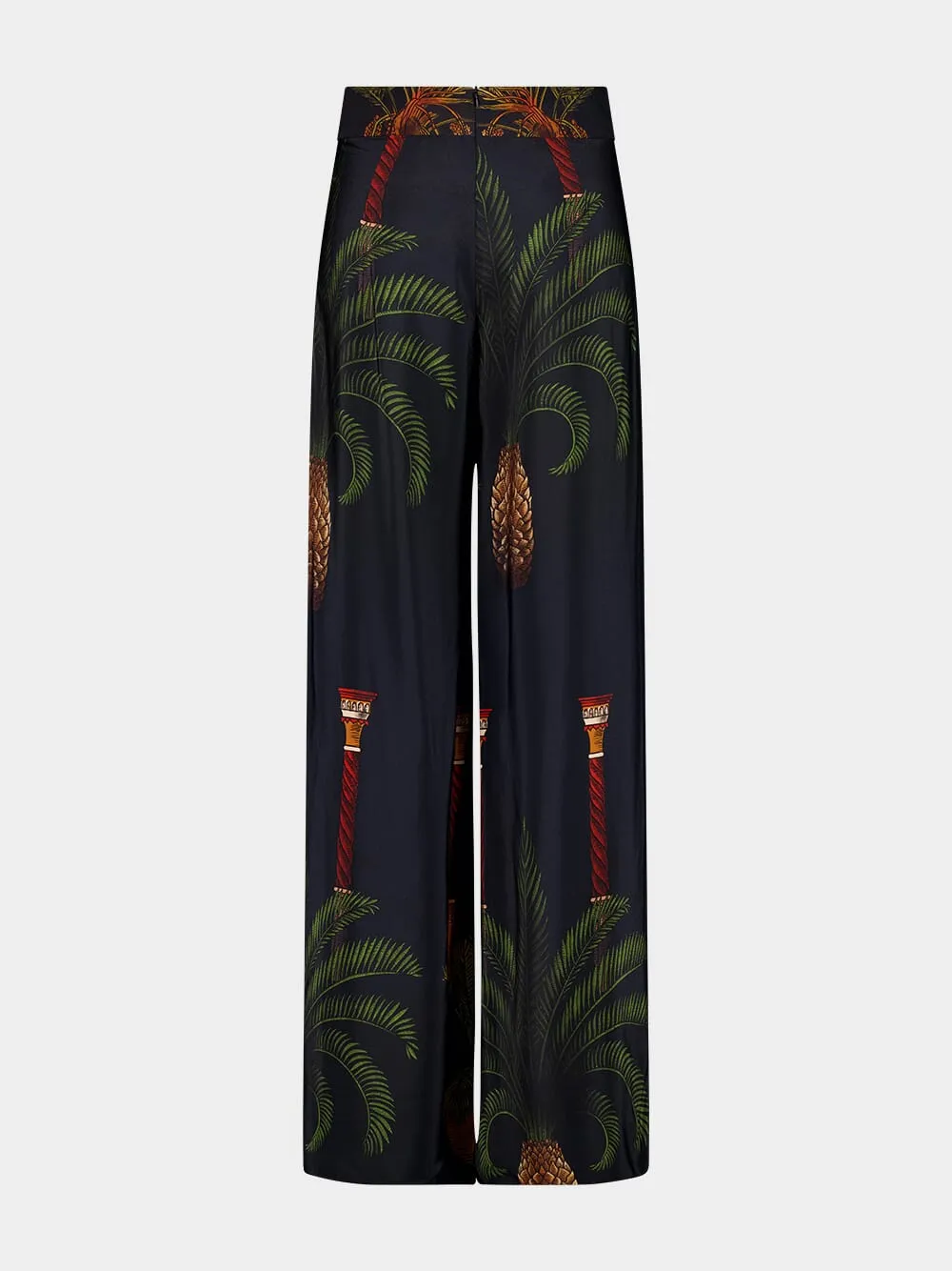 Navy Wide-Leg Mystic Motif Silk Pants sold by Fashion Clinic product image thumbnail 2