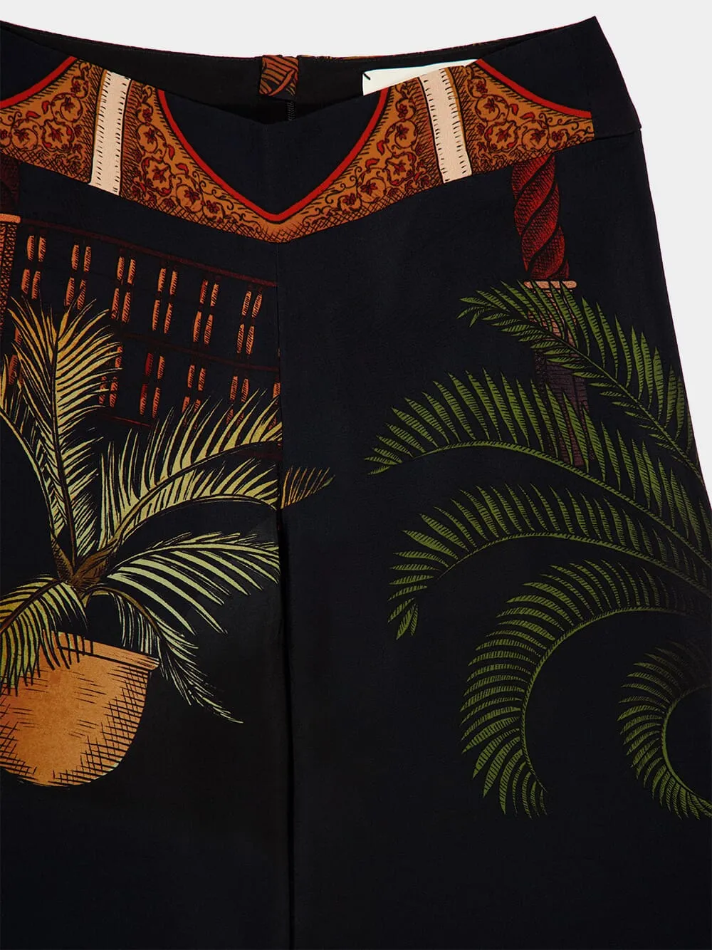 Navy Wide-Leg Mystic Motif Silk Pants sold by Fashion Clinic product image thumbnail 3