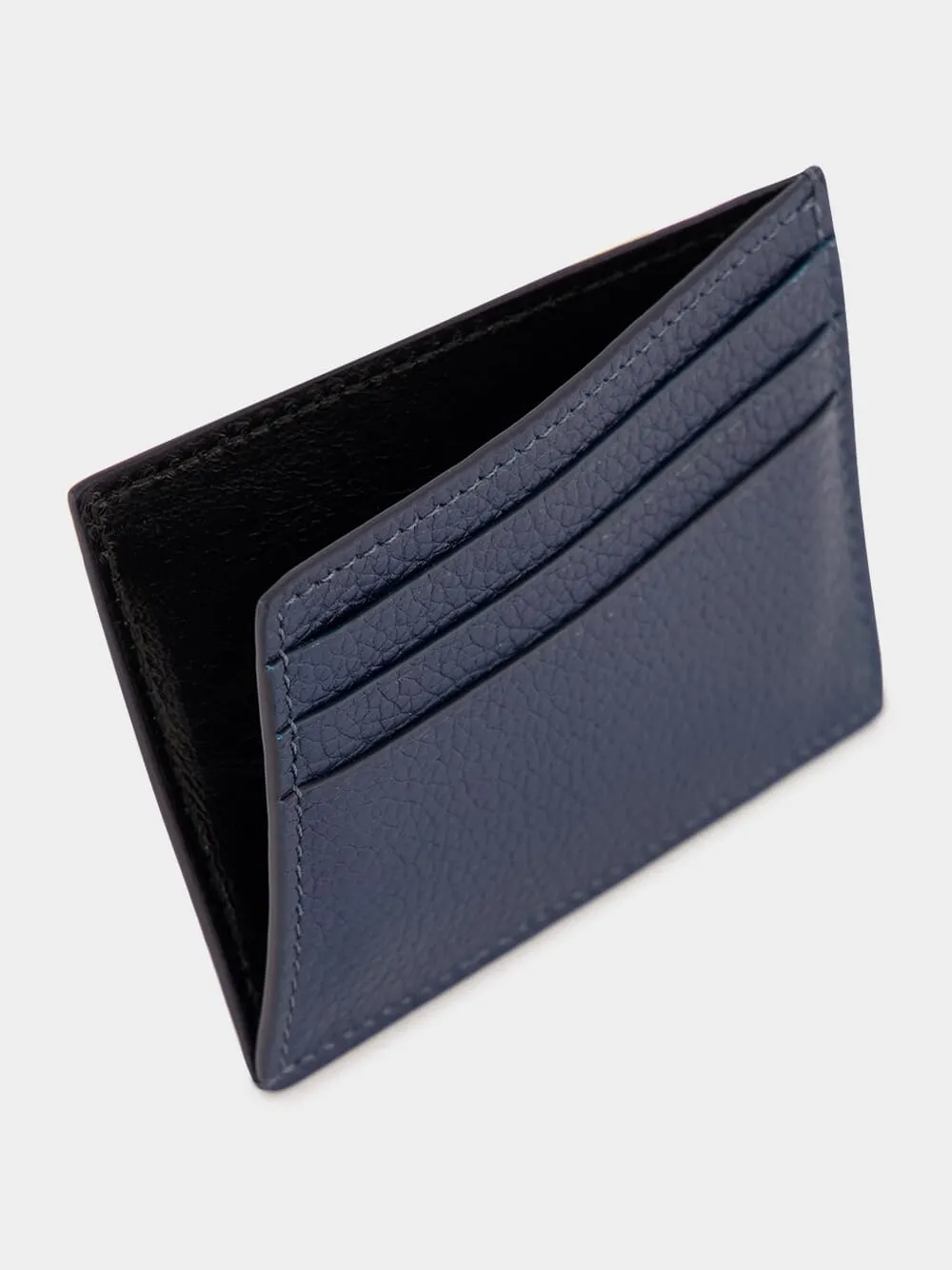 Blue T-Line Soft Grain Leather Card Holder sold by Fashion Clinic product image thumbnail 3