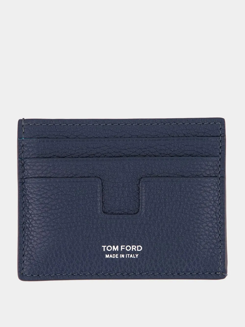Blue T-Line Soft Grain Leather Card Holder sold by Fashion Clinic