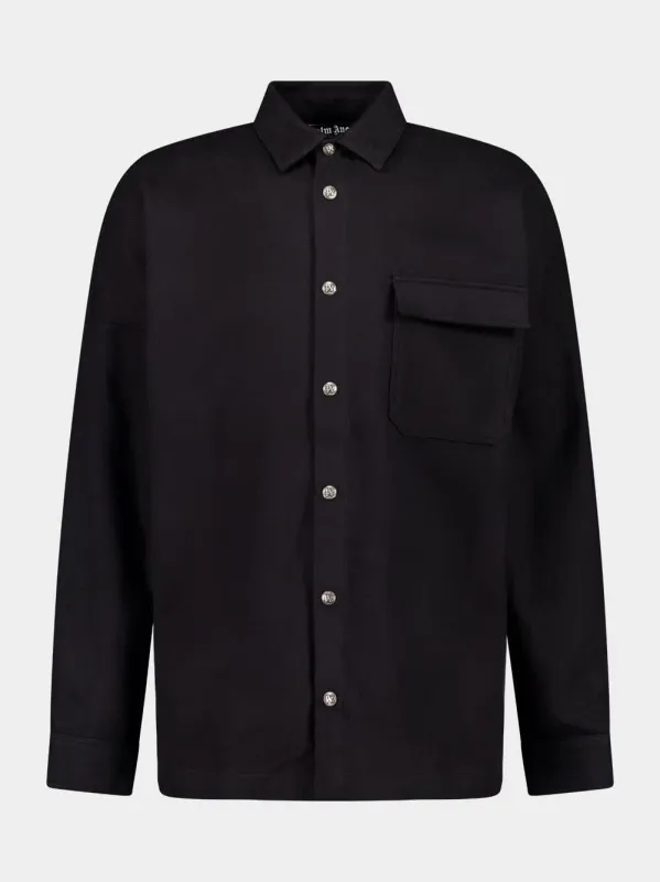 Black Logo Printed Cotton Shirt made by Palm Angels