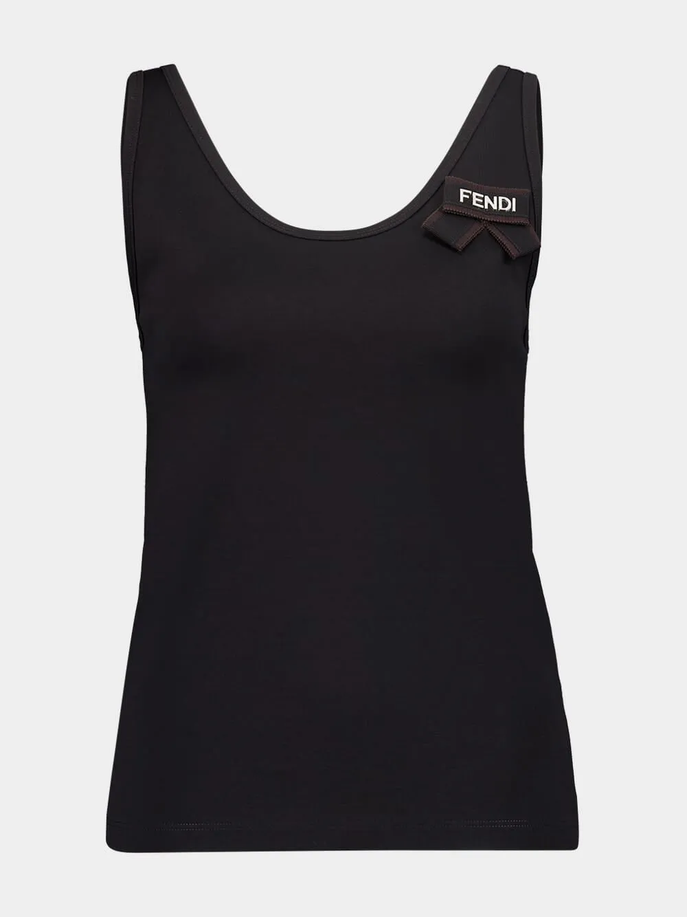 Black Cotton Sleeveless Top with Bow sold by Fashion Clinic