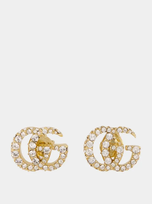 Gold GG Marmont Crystal Earrings sold by Fashion Clinic