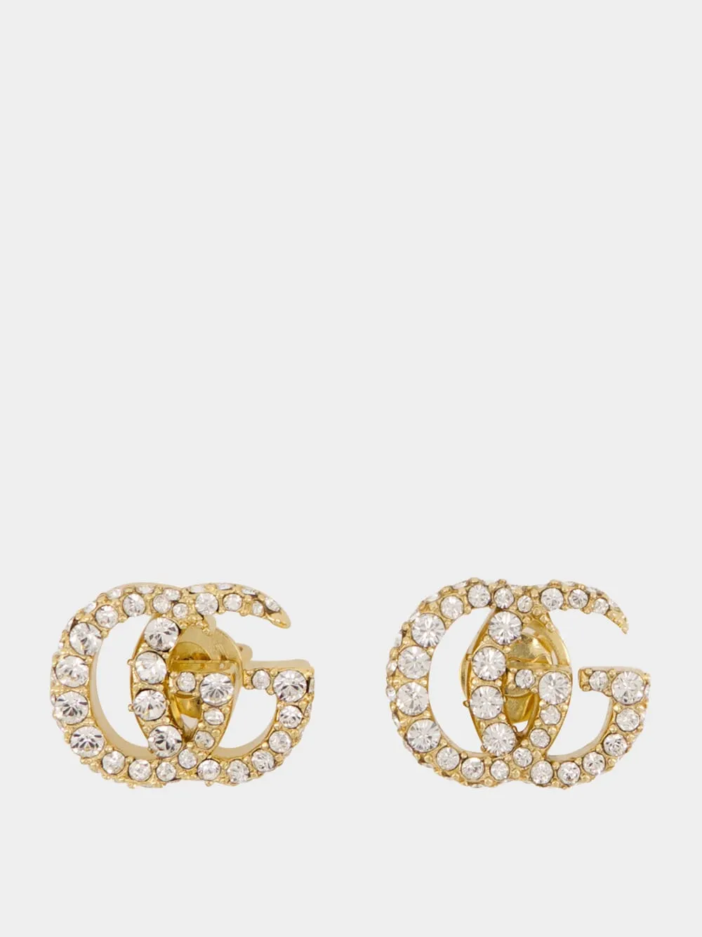 Gold GG Marmont Crystal Earrings sold by Fashion Clinic