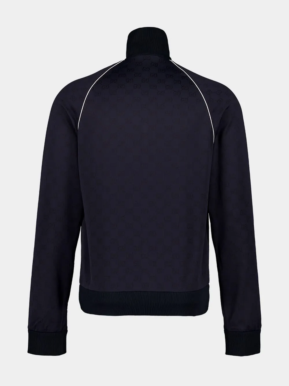 Navy Blue GG Nylon and Jersey Zip Jacket sold by Fashion Clinic product image thumbnail 2