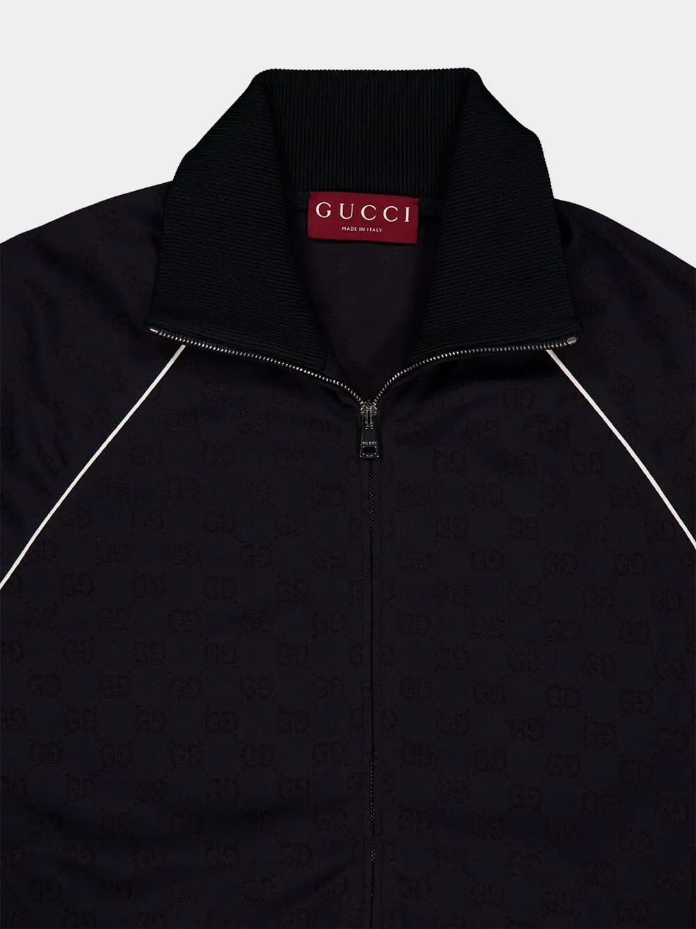 Navy Blue GG Nylon and Jersey Zip Jacket sold by Fashion Clinic product image thumbnail 3