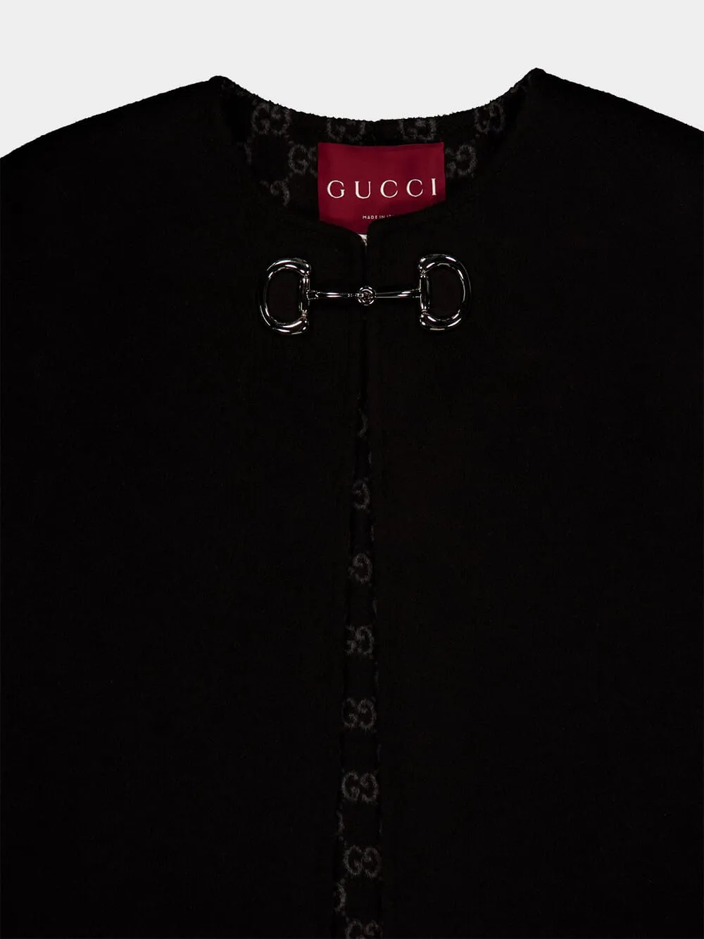 Black Wool and Silk Horsebit Cape sold by Fashion Clinic product image thumbnail 4