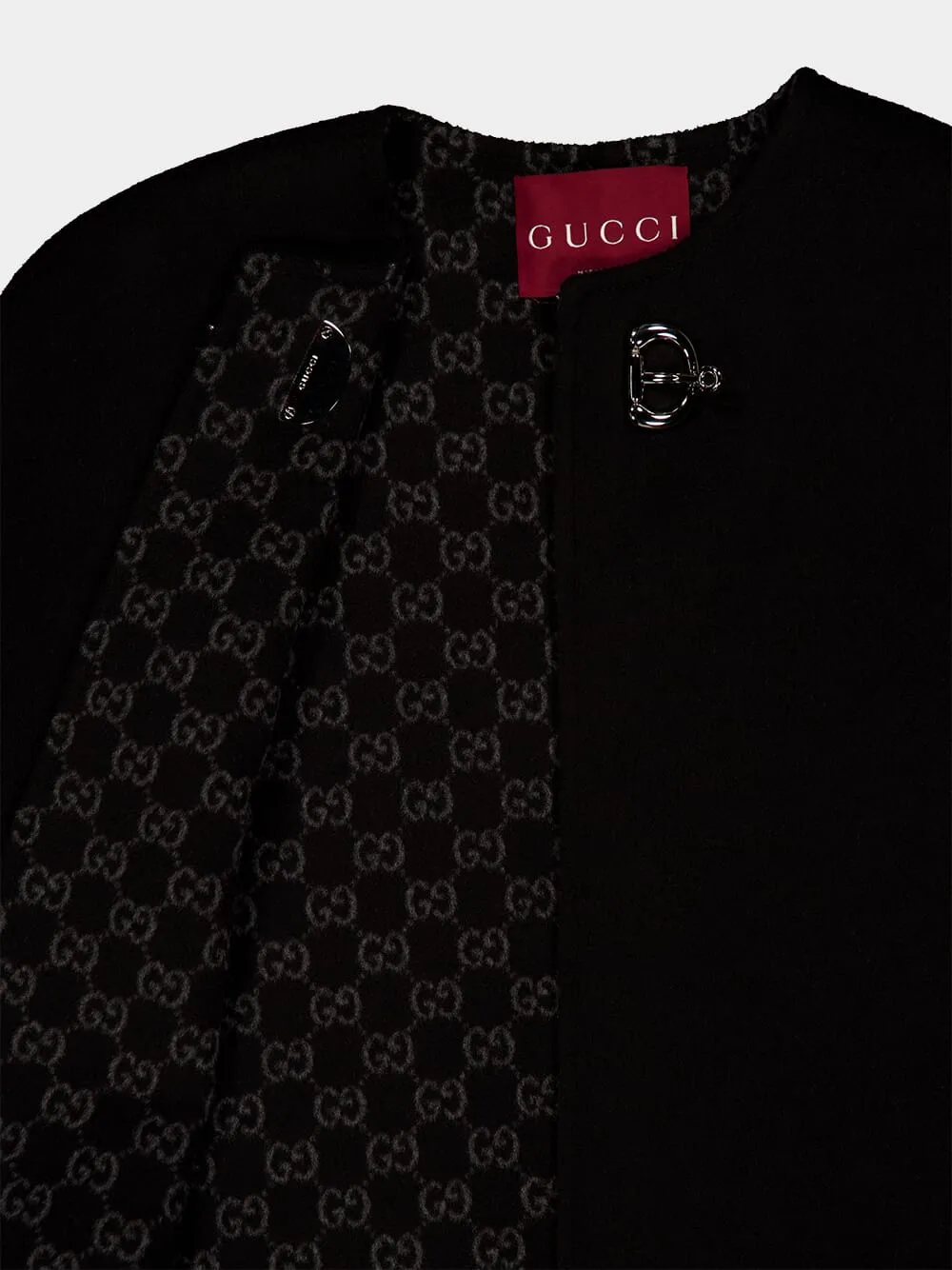 Black Wool and Silk Horsebit Cape sold by Fashion Clinic product image thumbnail 3