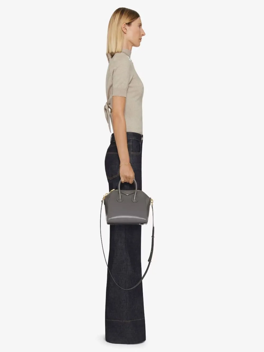 Charcoal Mini Antigona Bag in Box Leather sold by Fashion Clinic product image thumbnail 2