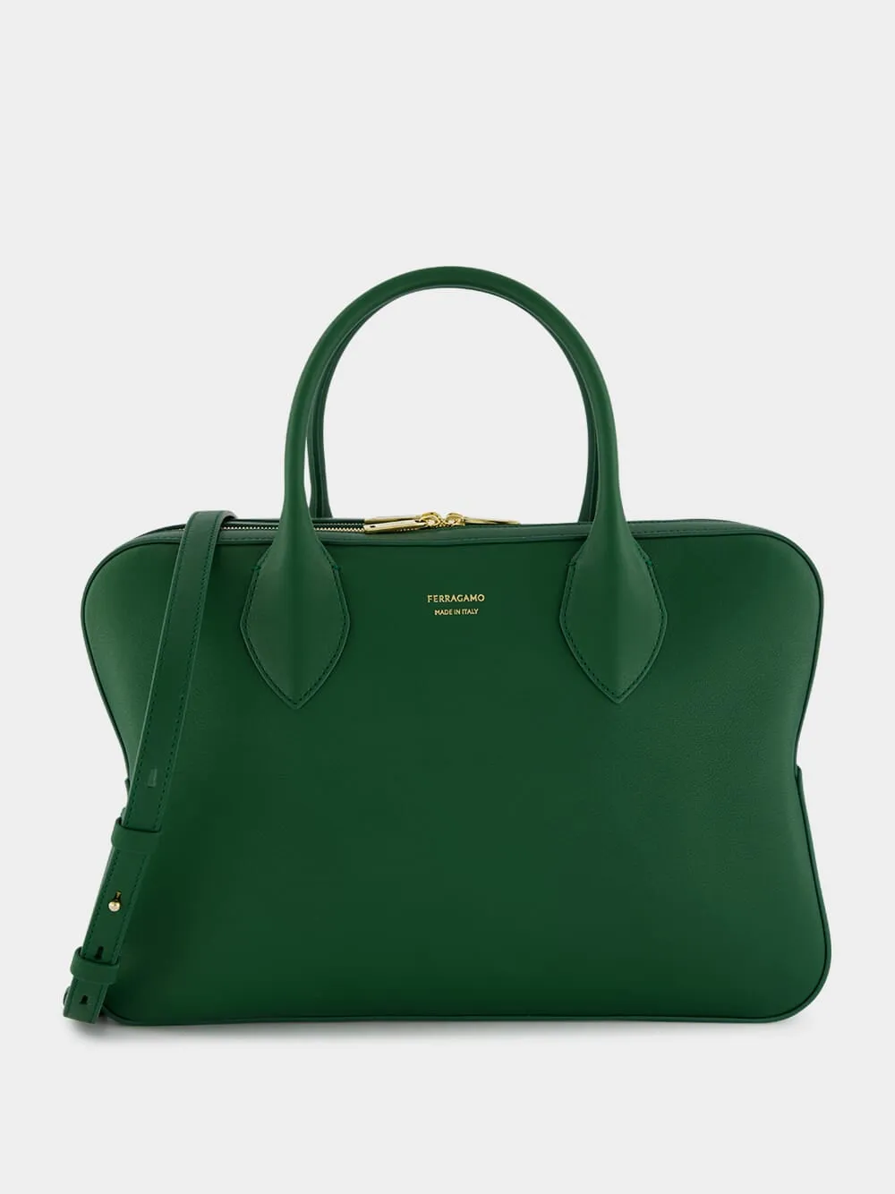 Forest Green Calfskin Leather Top Handle Bag sold by Fashion Clinic