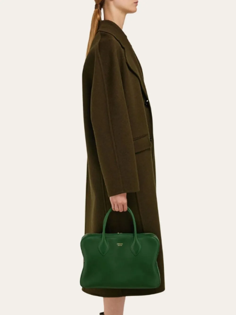 Forest Green Calfskin Leather Top Handle Bag sold by Fashion Clinic product image thumbnail 2