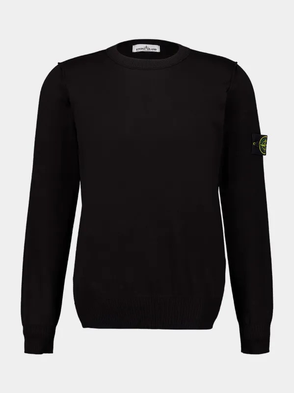 Black Compass Patch Crewneck Jumper sold by Fashion Clinic